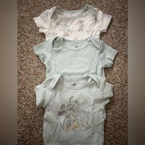 Disney Mickey Mouse Baby Bodysuit Trio - Cream and Green